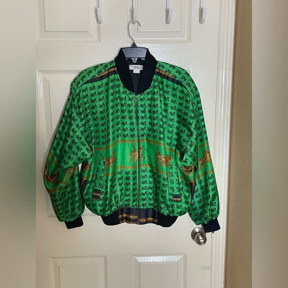 VTG Metro High Fashion Jacket Women’s L Large Green Horses Carriage 80’s‌‌‌‌‌ - Picture 7 of 7